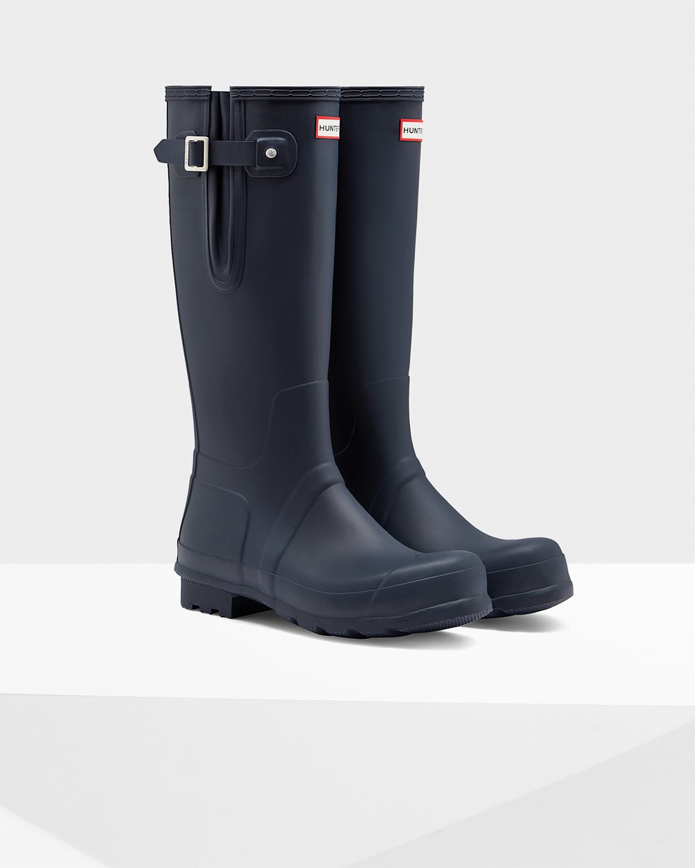 Mens Tall Rain Boots - Hunter Original Side Adjustable (80FHJLKYZ) - Navy